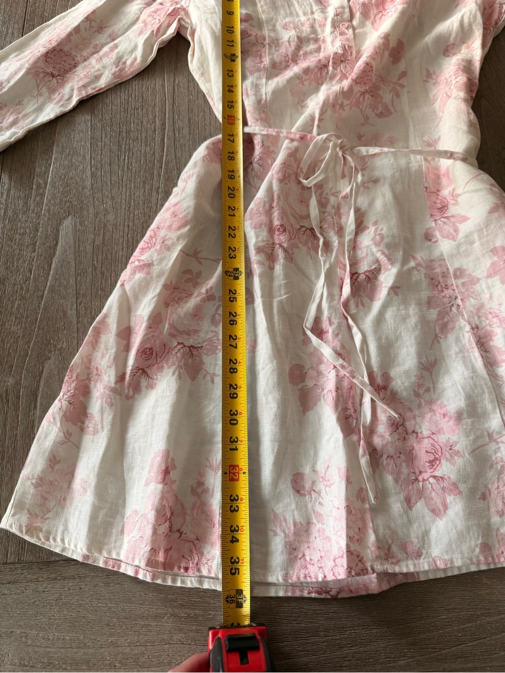 Malvin 100% Linen Pink Floral Shirt Dress Cottagecore European Fashion Size L - Picture 5 of 6